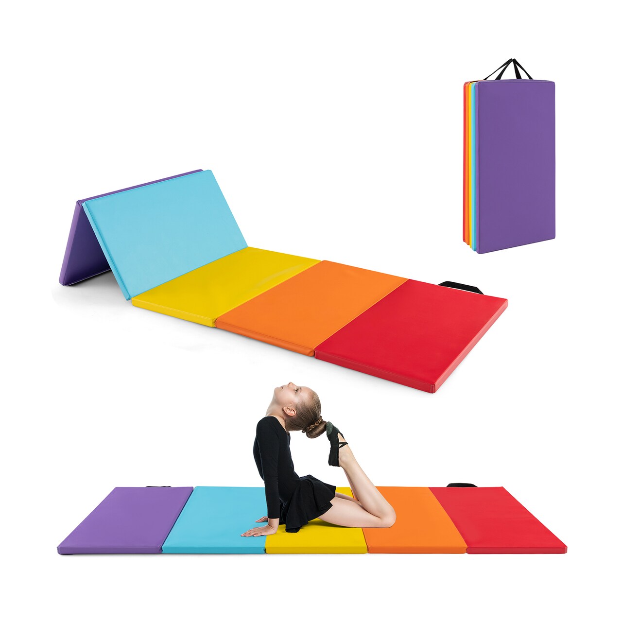 Multi-Color PU Folding Gymnastics Mat with EPE Foam for Kids Fitness and Play